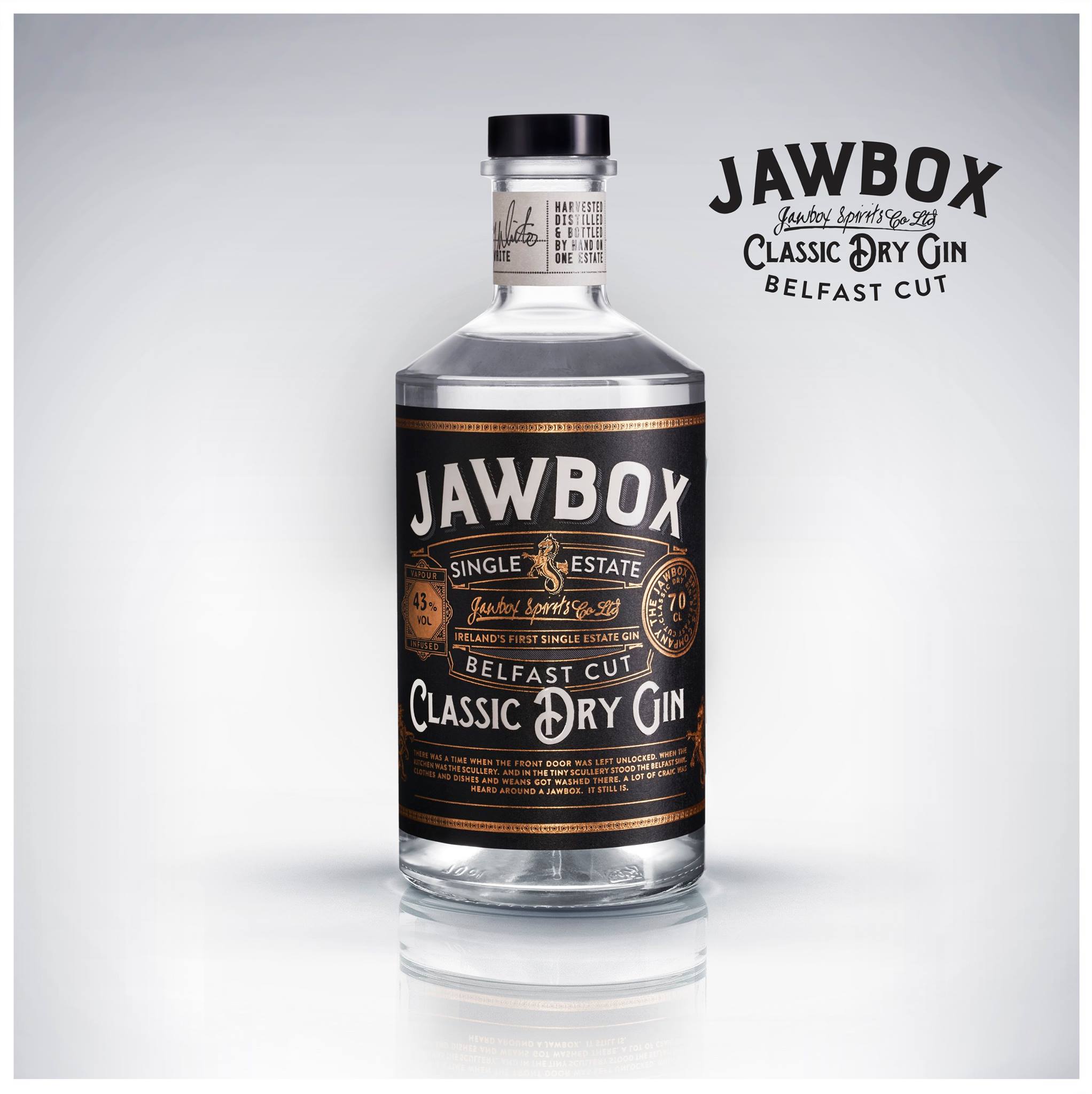 Jawbox Gin: Client Drinksology / Jawbox Gin more bottle imagery in drinks gallery.